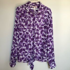 BR Floral Tie-Front Blouse
